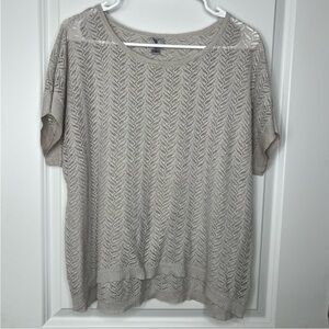 Worthington Soft Gray Textured Knit Top Women’s Size Large Metallic -Layer